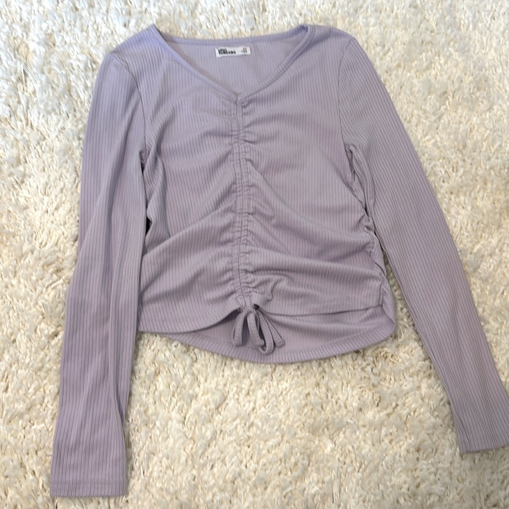 Girls scrunched long sleeve purple top